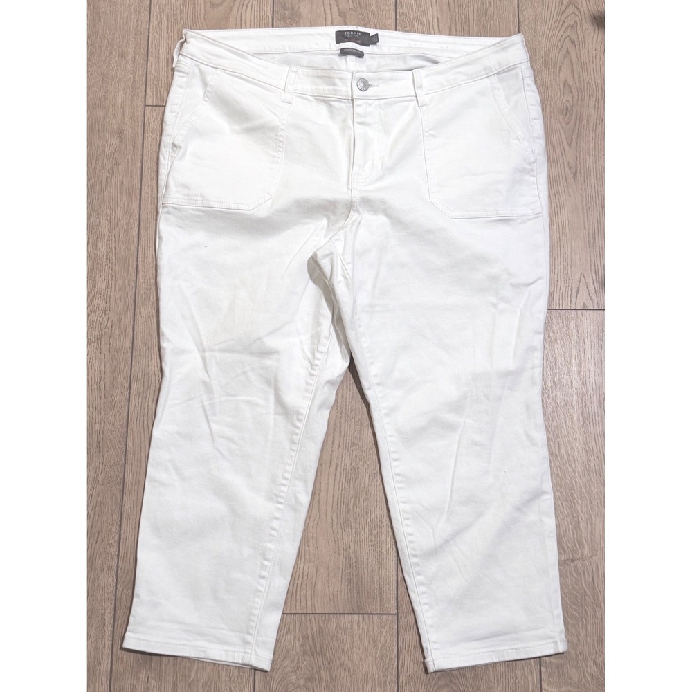 Torrid White Crop Boyfriend Vintage Stretch Jeans Womens Size 20 Patch Pocket